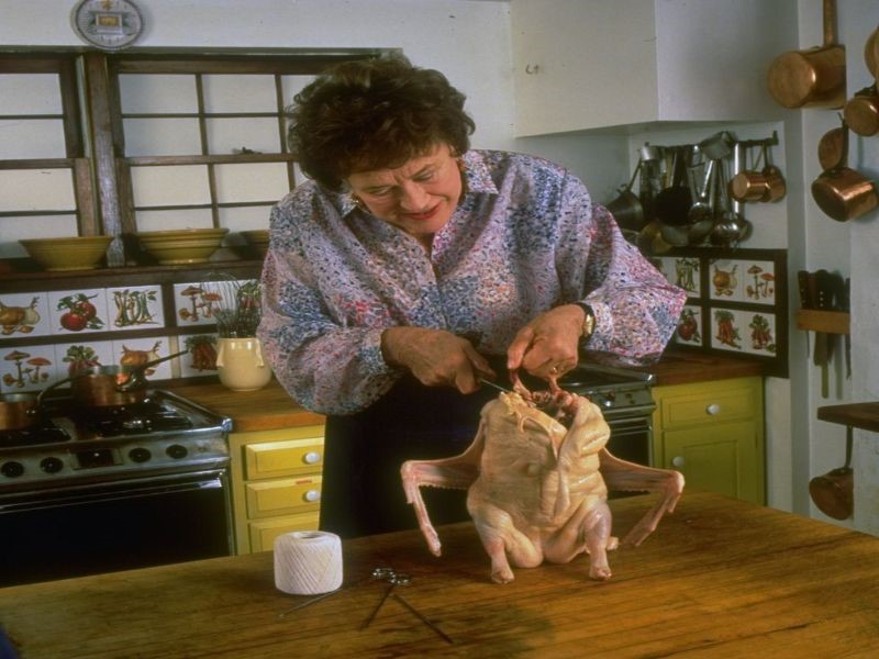 Julia Child trussing poultry