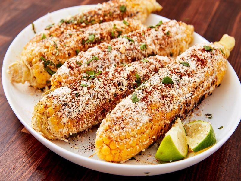 Plate of elote, Mexican street corn
