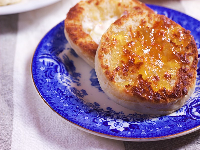 Photo of an English muffin on a plate