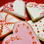 Photo of a plate of decorated heart cookies